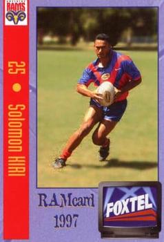 1997 RAMcard Adelaide Rams #NNO Solomon Kiri Front